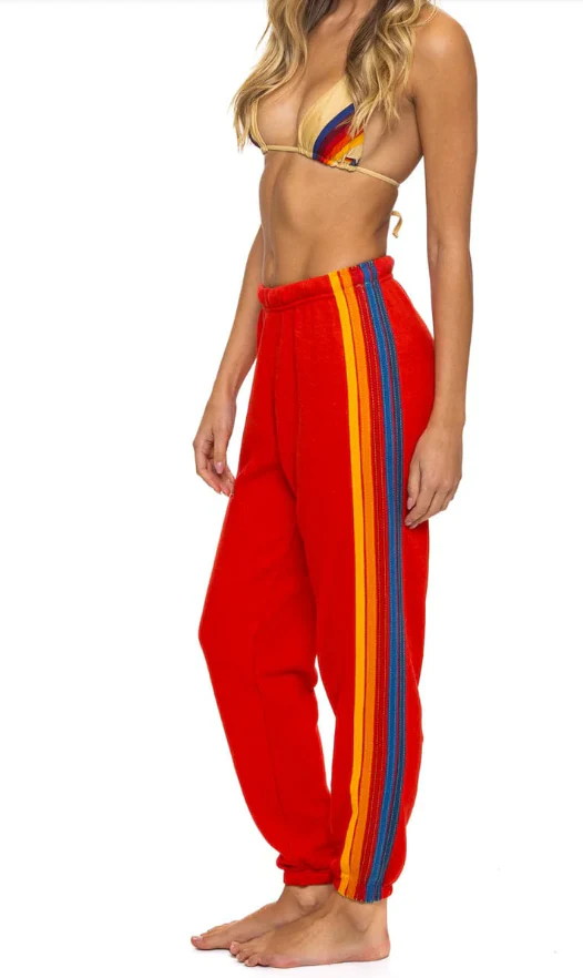 5 Stripe Sweatpant Red - Image 2