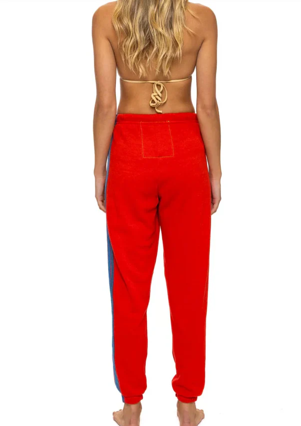5 Stripe Sweatpant Red - Image 4