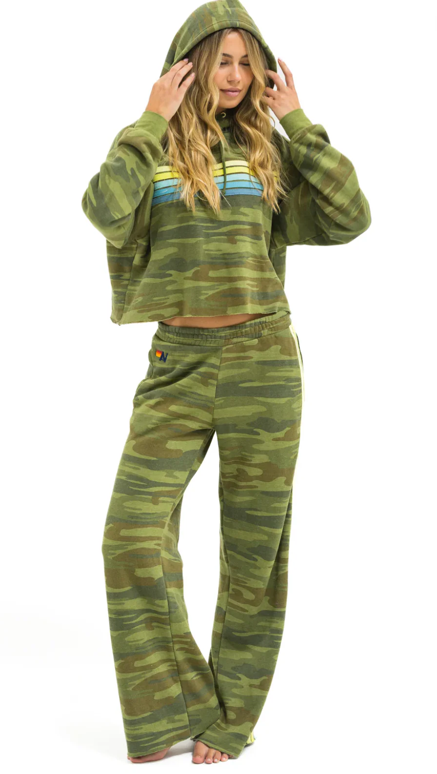 5 Stripe Wide Leg Sweatpant Camo - Image 5