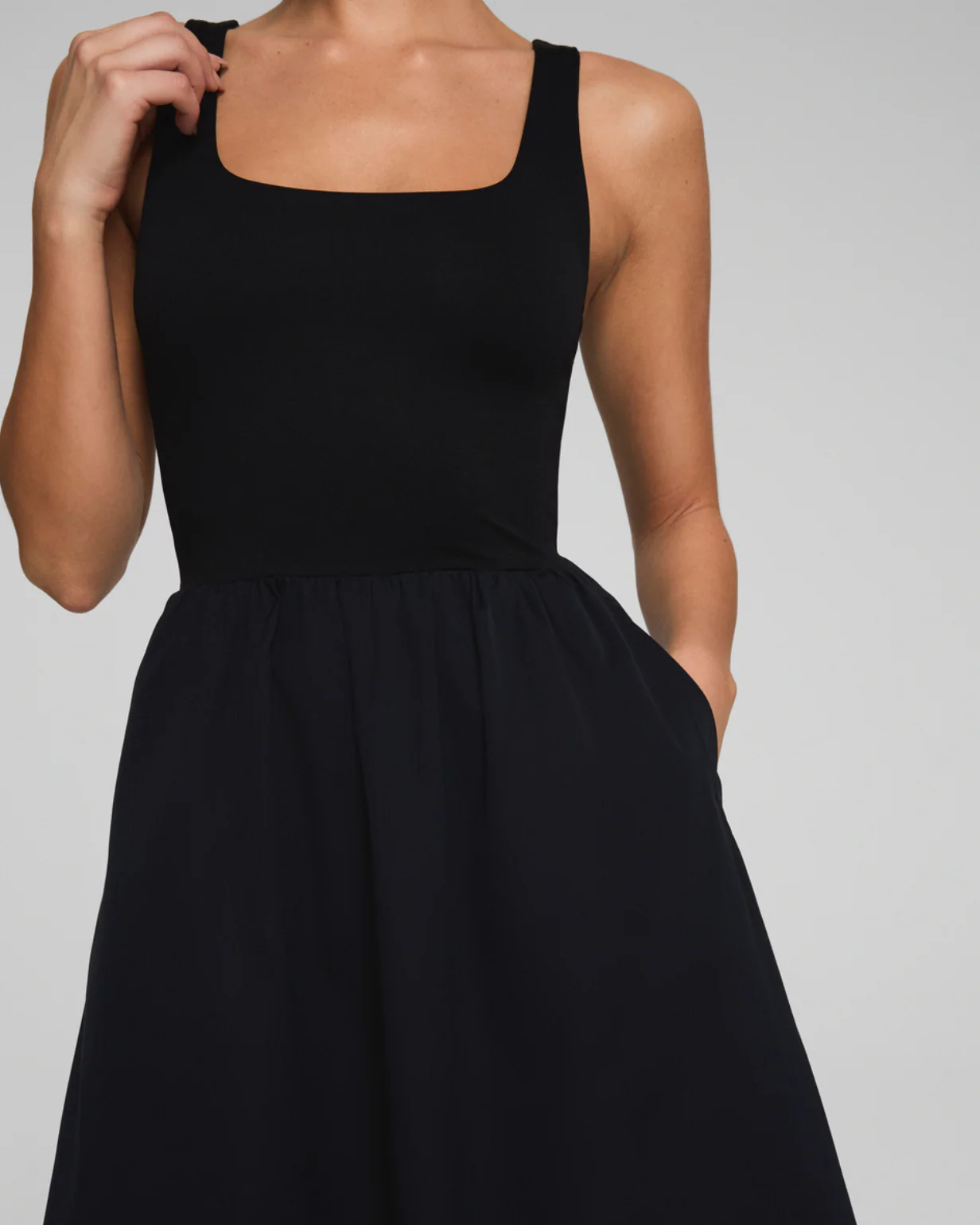 Jersey Mix Media Dress Black - Image 3