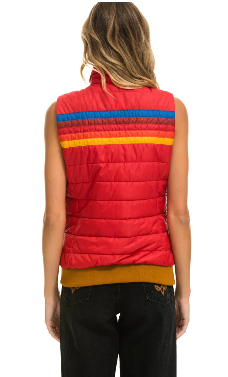 Aviator Nation 5 stripe Womens Vest Cherry Barbados Red - Image 3
