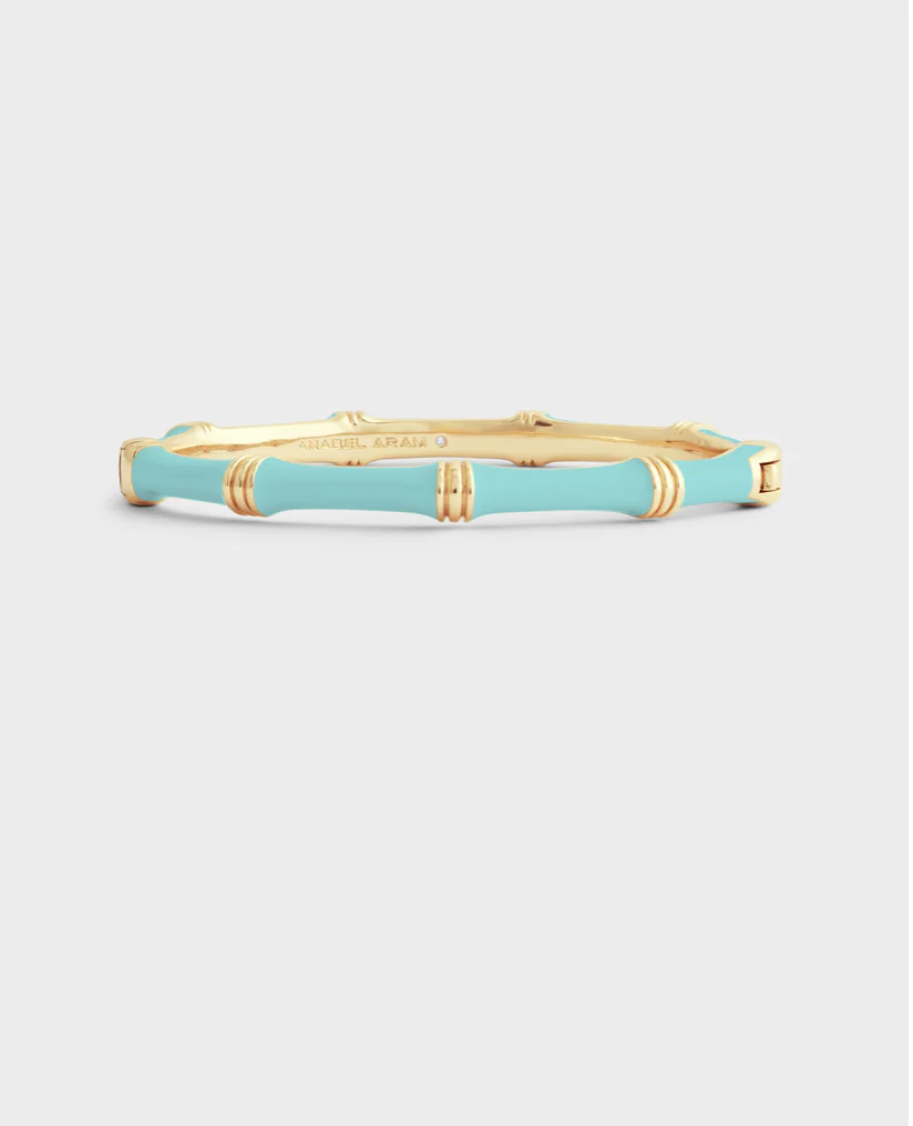 Bamboo Enamel Hinge Bangle Turquoise - Image 5