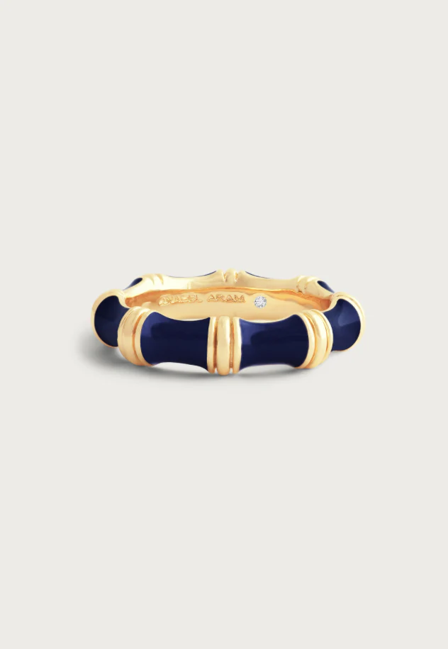 Bamboo Enamel Ring Navy - Image 3