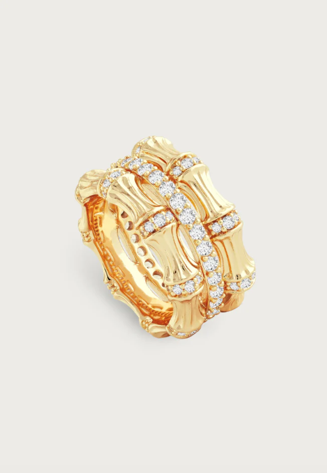 Bamboo Stack Ring Gold - Image 4