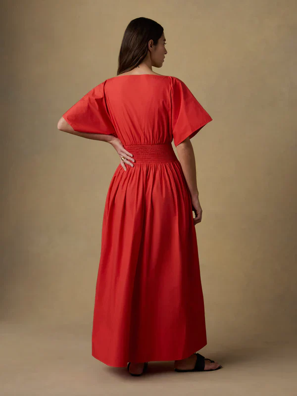 Coastal Poplin Elia Red Dress - Image 2