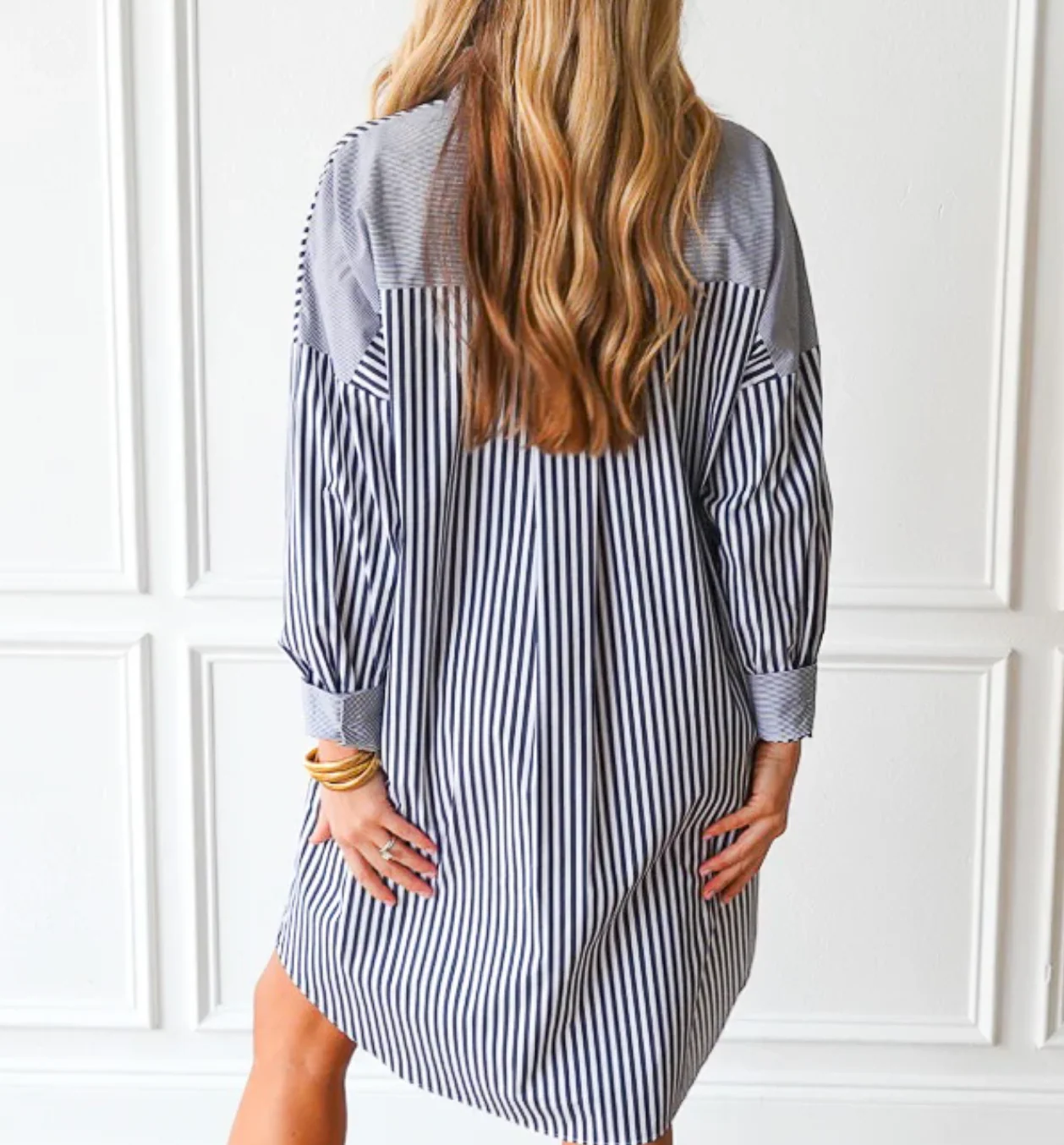 Frances Dress Charcoal Stripe - Image 2