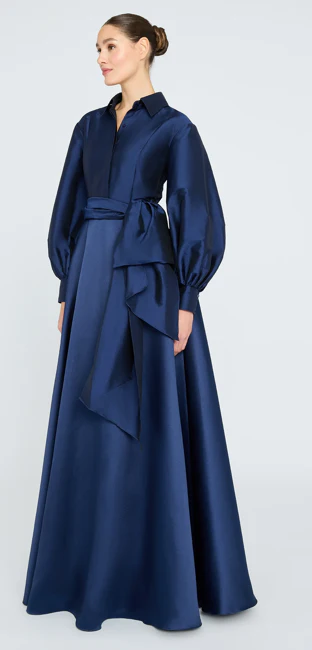 Freda Shirt Dress Gown Navy RENTAL - Image 3