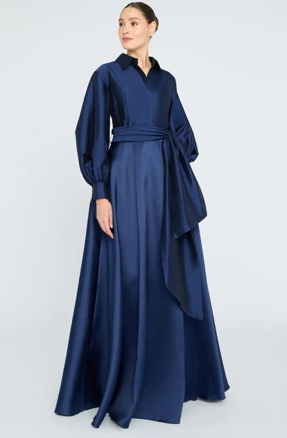 Freda Shirt Dress Gown Navy RENTAL - Image 4