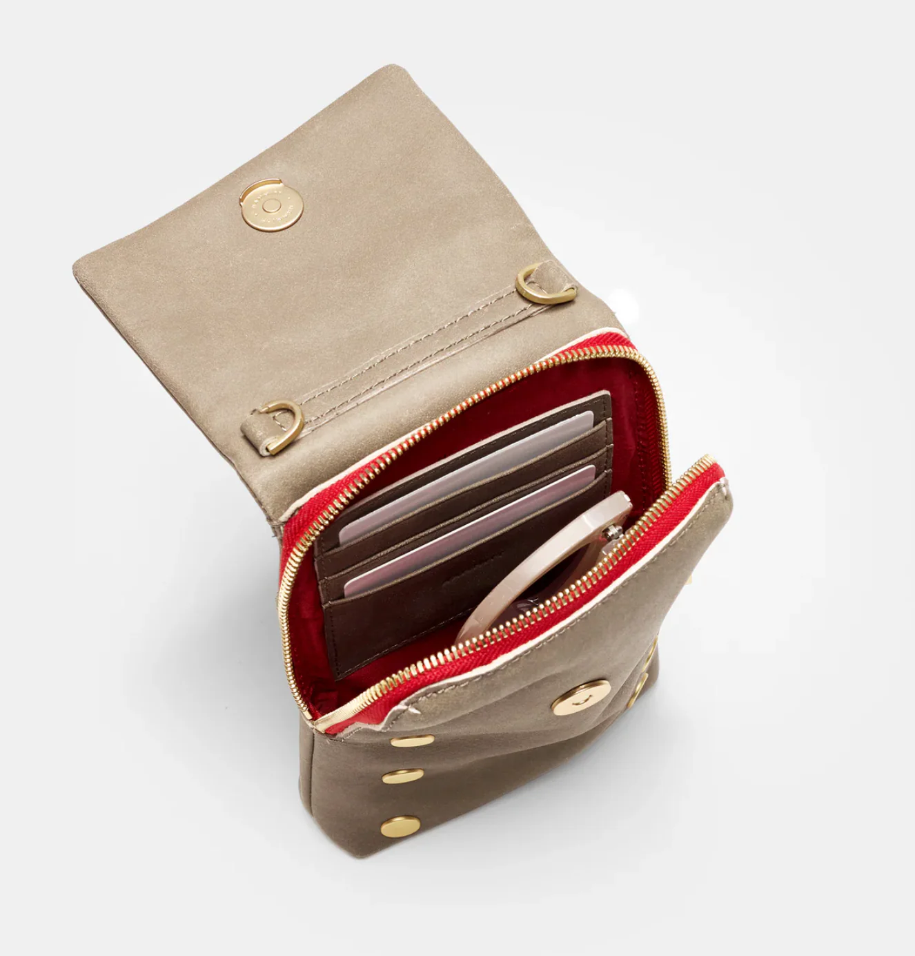 VIP Mobile Bag Pewter/Red Zip - Image 3