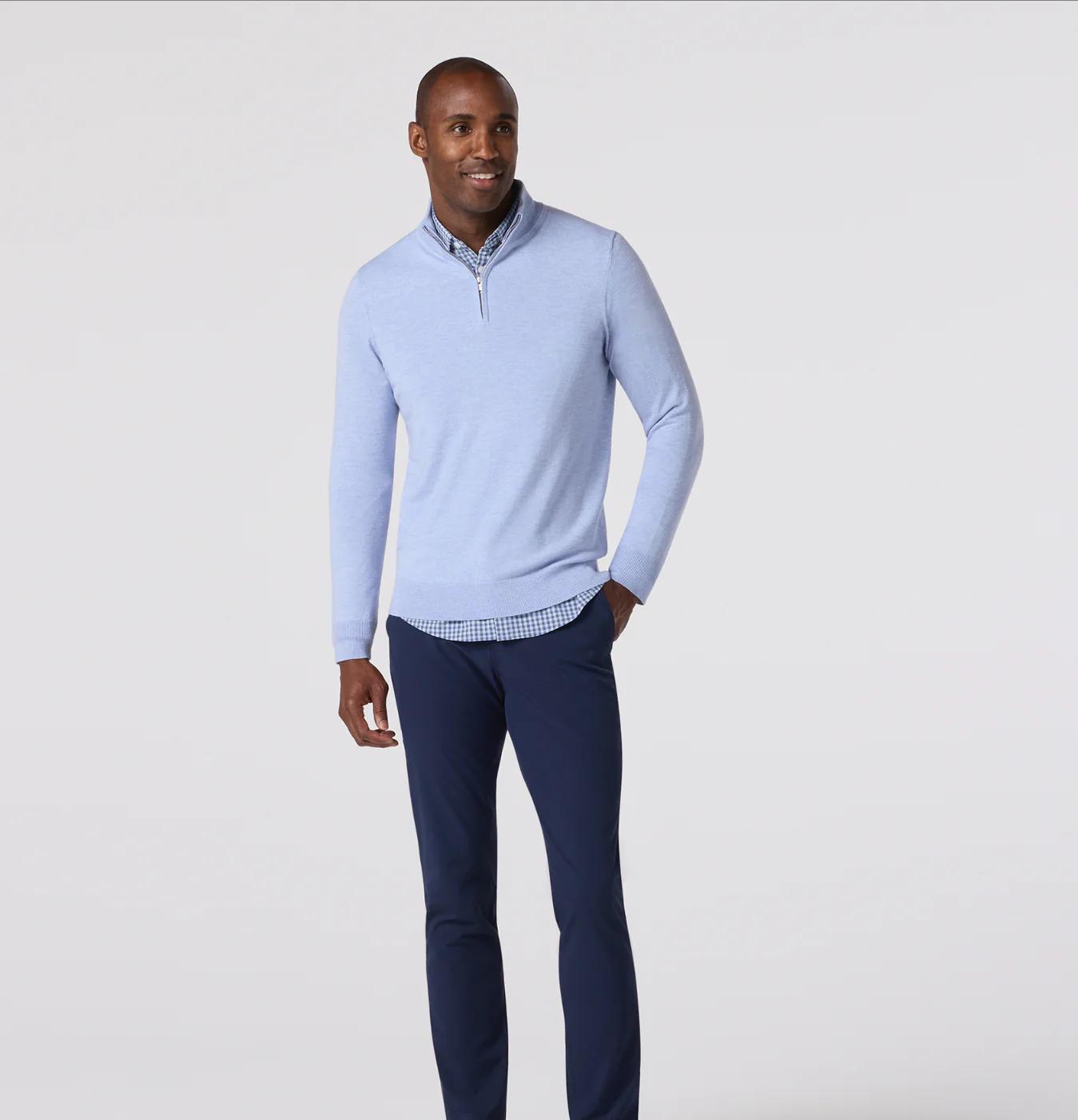 Heritage 1/4 Zip Sweater Blue - Image 3