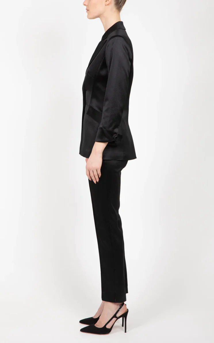 HH Ostrich Embossed Satin Jacket Black - Image 3