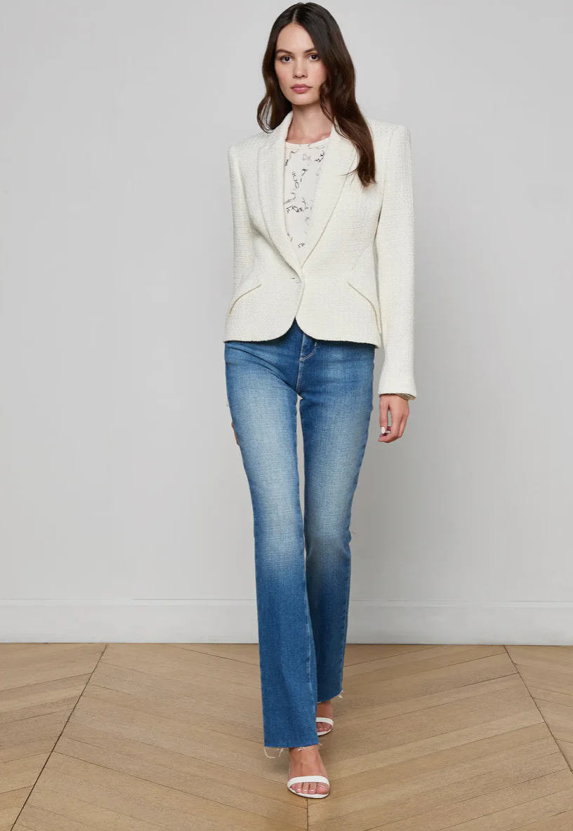 Jennah Tweed Blazer Ivory - Image 3
