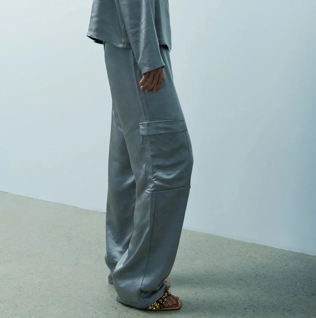 Melissa Nepton Miranda Satin Pant Grey - Image 2