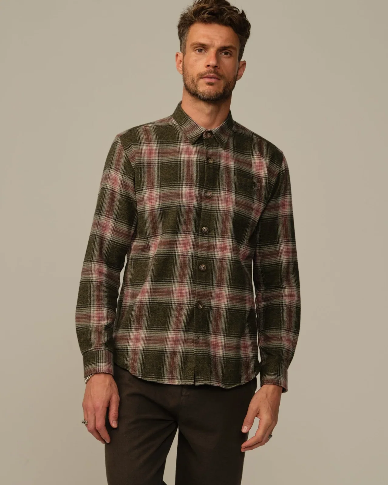 Men's Accord Flannel Shirt Wine Plaid