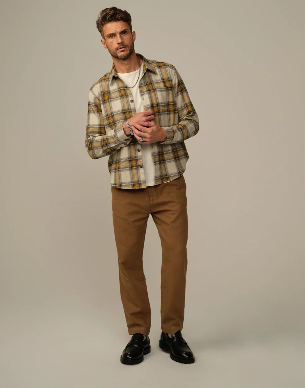 Men's Accord Flannel Shirt Mustard Plaid - Image 4