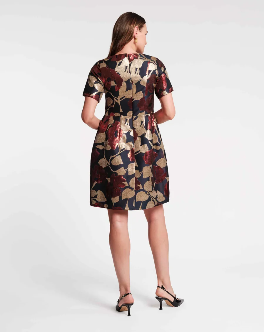 Michelle Jacquard Mini Navy/Gold/Red - Image 3