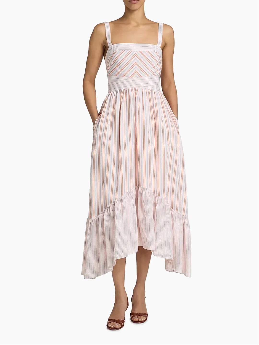 Nadia Stripe Midi Dress Sunset - Image 4