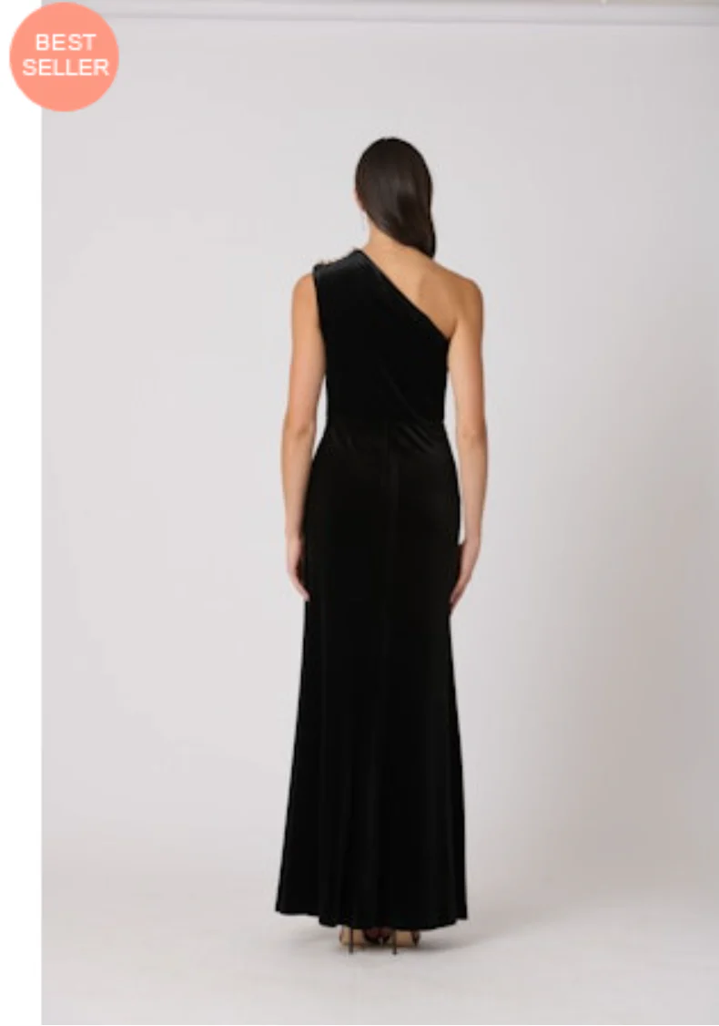 Ola Velvet Gown Jet RENTAL - Image 3