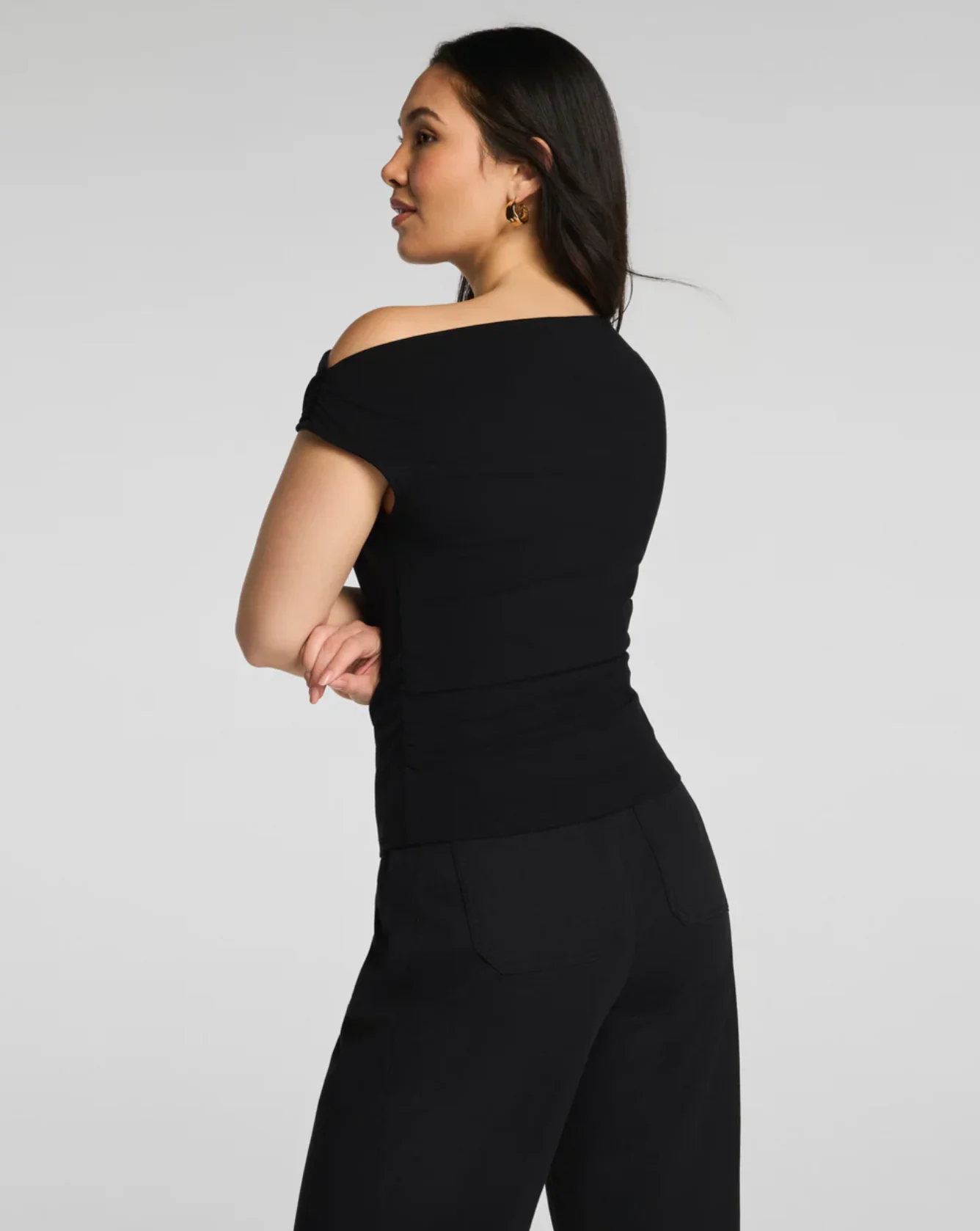 Ribbed Ruched Off-Shoulder Top - Image 3