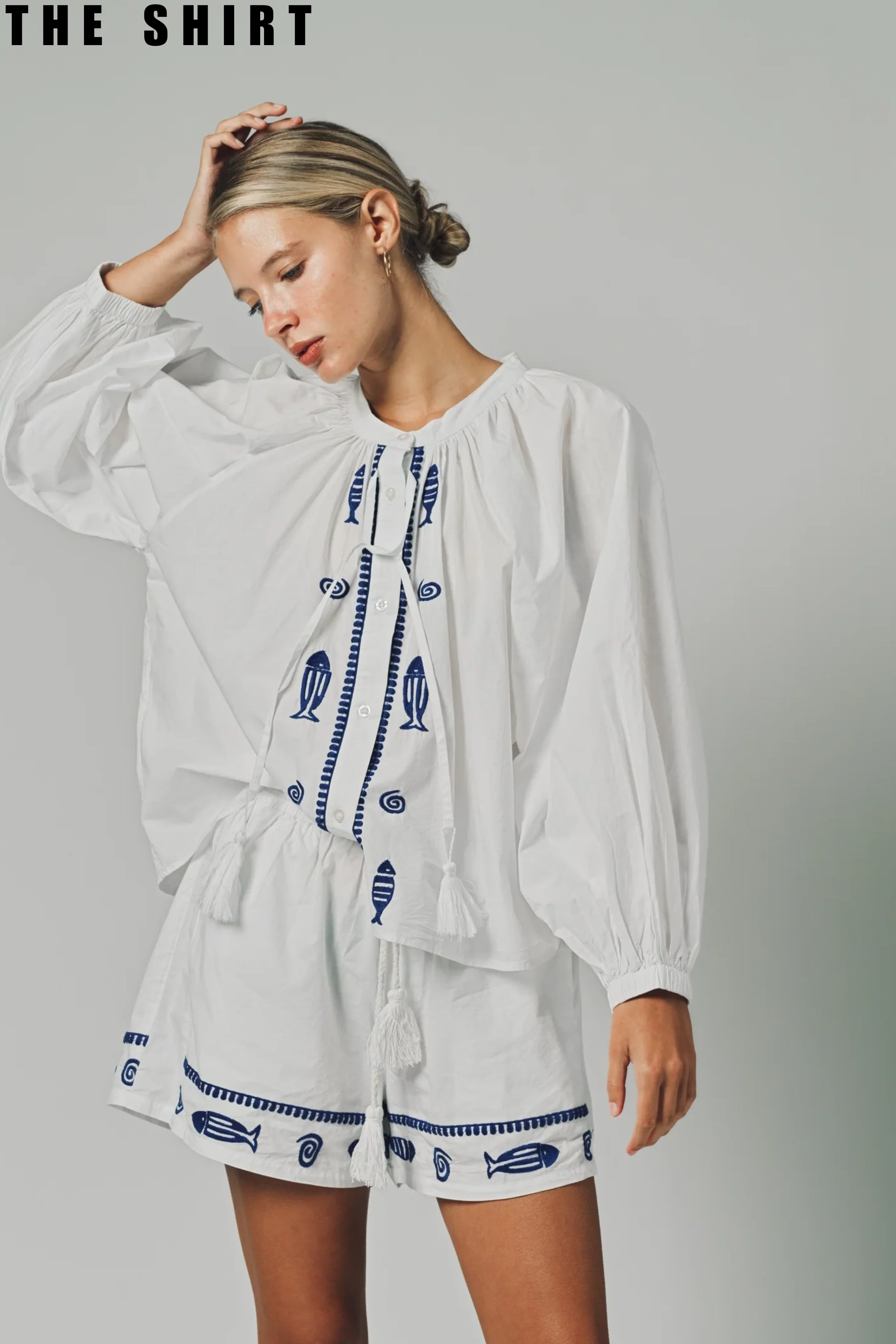 The Minka Shirt- Navy Fish