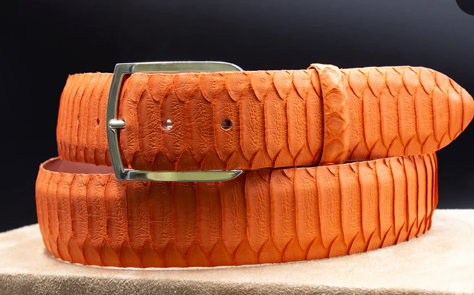 W. Kleinberg Glazed Python Belt Orange