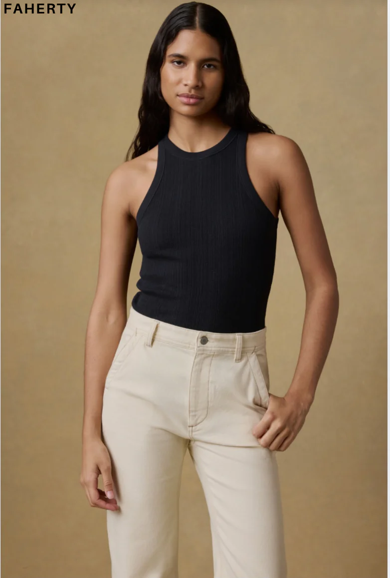 Paradise Pointelle Tank Black